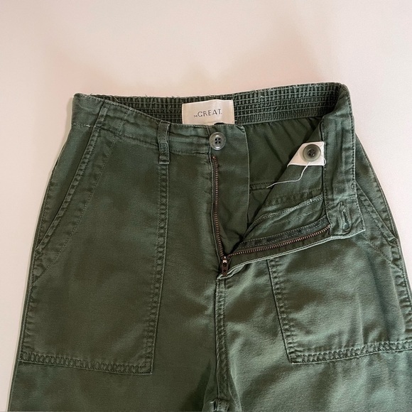 The GREAT. The General Pant Wide Leg Flare High Waist Trouser Pine Green 25 - Picture 12 of 16